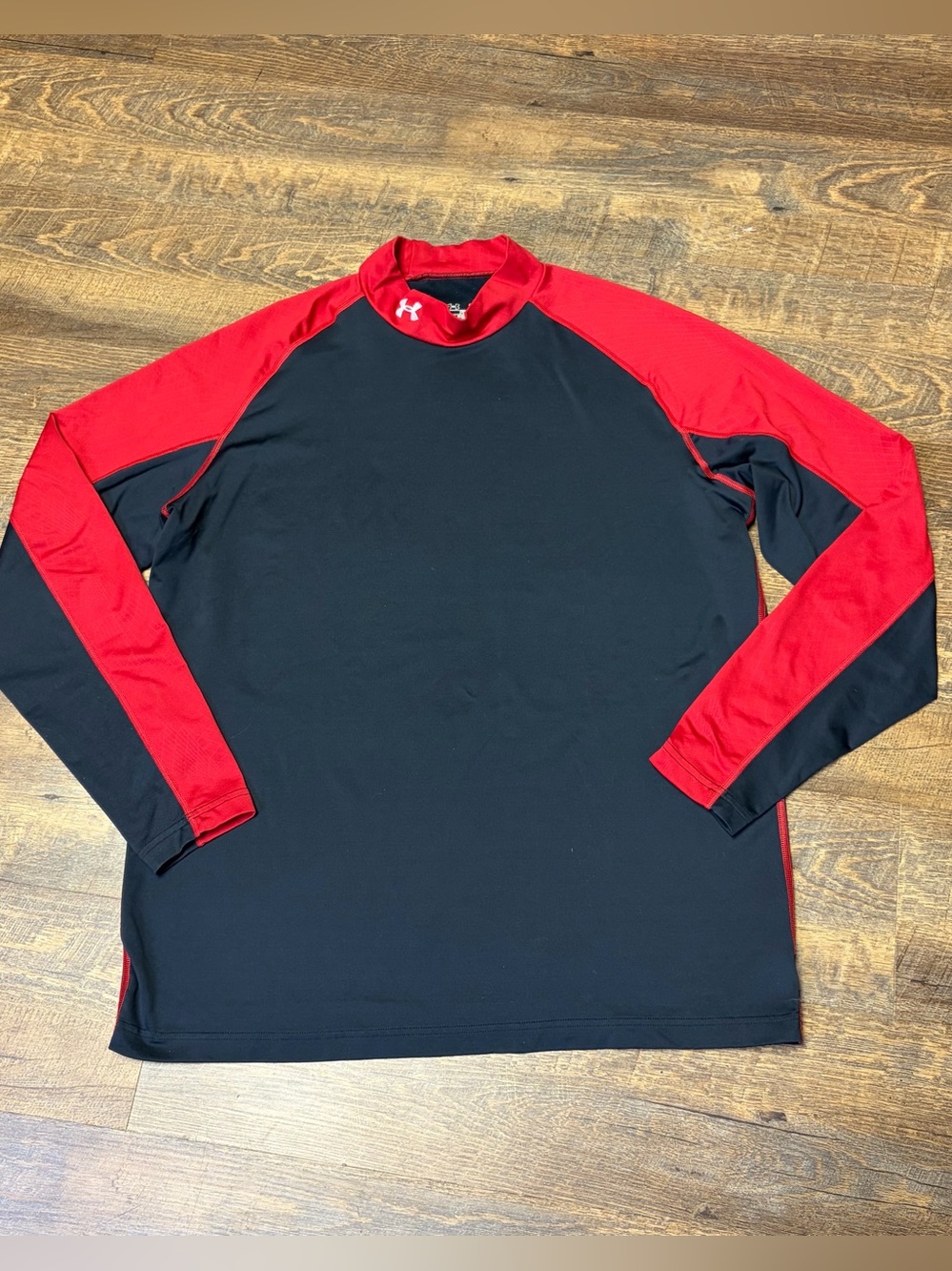 Under Armour ColdGear Fitted Mock Neck Base Layer Shirt Men's 2XL Black Red